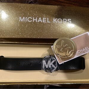 Michael Kors Black Belt with Gold Accents